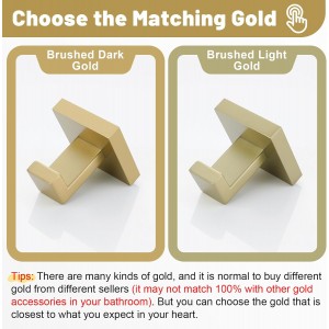 TQKAG 6-Piece Bathroom Towel Bar Sets Brushed Gold 23.6 inch Towel Bar Stainless Steel Towel Ring Coat Hook and Toilet Paper Holder Bathroom Hardware Set Wall Mounted Bathroom Accessories Kit