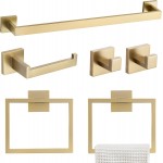 TQKAG 6-Piece Bathroom Towel Bar Sets Brushed Gold 23.6 inch Towel Bar Stainless Steel Towel Ring Coat Hook and Toilet Paper Holder Bathroom Hardware Set Wall Mounted Bathroom Accessories Kit