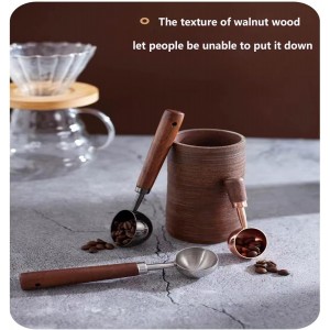 Vintage Coffee Measuring Spoon - 304 Stainless Steel,Coffee Scoop, 10g Capacity, Walnut Handle - Perfect for Coffee, Tea, and More (Gunmetal)