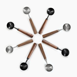 Vintage Coffee Measuring Spoon - 304 Stainless Steel,Coffee Scoop, 10g Capacity, Walnut Handle - Perfect for Coffee, Tea, and More (Gunmetal)