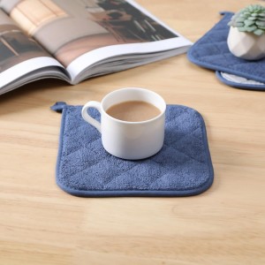 100% Cotton Basic Terry Collection Quilted，Pot Holder for Cooking and Baking，3 Piece. (French Blue)