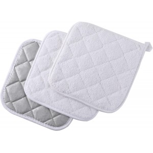 100% Cotton Basic Terry Collection Quilted，Pot Holder for Cooking and Baking，3 Piece. (French Blue)