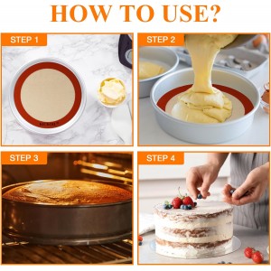 Round Silicone Baking Mats Set of 2-Silicone Mat for 8 Inch Pizza Cake Pan Air Fryer,Non-Stick Reusable Heat Resistant Baking Sheets for Bread Cookies Rolling Pie Tortilla Pastry Dough