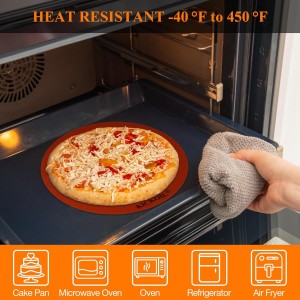 Round Silicone Baking Mats Set of 2-Silicone Mat for 8 Inch Pizza Cake Pan Air Fryer,Non-Stick Reusable Heat Resistant Baking Sheets for Bread Cookies Rolling Pie Tortilla Pastry Dough