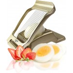 Zoe's Kitchen Good Grip Egg Slicer for Hard Boiled Eggs Heavy Duty Professional Large Aluminum Egg Slicer with Stainless Steel Wires Kitchen Aid Egg, Strawberry Slicer Hard Boiled Egg Cutter (Golden)