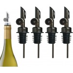 Weighted Stainless Steel Liquor Bottle Pourers: Auto Flip Spouts for Precise Pouring, Leak-Proof and Dishwasher-Safe (4pcs - Black)