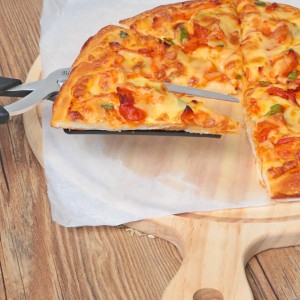 Pizza Scissors, Pizza Cutter with Shovel, Food-Grade Sharp Stainless Steel Blade and Soft Grip Handle, Multifunctional Kitchen Scissors, 27cm, Black/Grey