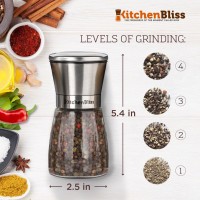 Professional Salt and Pepper Grinder – Premium Stainless Steel Salt and Pepper Shaker with Ceramic Spice Grinder Mill for Adjustable Coarseness