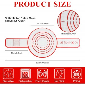 Silicone Bread Sling for Dutch Oven Baking Mat With Extra Long Handles Sourdough Bread Baking Supplies Non-Stick Silicone Mat Reusable Heat Resistant Food Grade Cooking Sheets Liners 2 PCS