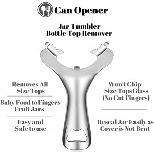 Mason Jar Opener No Lid Dents or Damage Multifunctional Jar Opener Easy Twist Manual Handheld Top Remover Bottle Opener Made For Lifetime