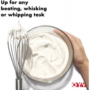 18/10 Stainless Steel Whisk, Ergonomic Handle, Dishwasher Safe Metal whisk, Professional Whisk for Kitchen Cooking, Perfect for Blending, Whisking, Baking, and Beating, 10-Inch Wire Wisk