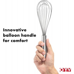 18/10 Stainless Steel Whisk, Ergonomic Handle, Dishwasher Safe Metal whisk, Professional Whisk for Kitchen Cooking, Perfect for Blending, Whisking, Baking, and Beating, 10-Inch Wire Wisk