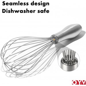 18/10 Stainless Steel Whisk, Ergonomic Handle, Dishwasher Safe Metal whisk, Professional Whisk for Kitchen Cooking, Perfect for Blending, Whisking, Baking, and Beating, 10-Inch Wire Wisk