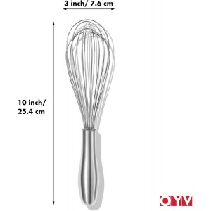 18/10 Stainless Steel Whisk, Ergonomic Handle, Dishwasher Safe Metal whisk, Professional Whisk for Kitchen Cooking, Perfect for Blending, Whisking, Baking, and Beating, 10-Inch Wire Wisk