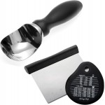 Spring Chef Premium Ice Cream Scoop & Stainless Steel Bench Scraper With Bonus Bowl Scraper - 2 Product Bundle - Black