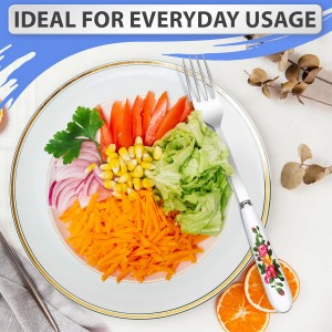 12Pcs Stainless Steel Forks Silverware Set - Reusable Silverware Dinner Forks for Restaurant Ceramic Long Handle Fork Cutlery Set - Dessert Forks and Spoons for Home Kitchen Silverware Forks Set