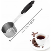 2 PCS 1/8 Cup Stainless Steel Measuring Scoops Coffee Measuring Scoop 30ML Small Coffee Scoop Measuring Cup with Black Silicone Handle Large Capacity And Comfortable Hand Feeling Tablespoon