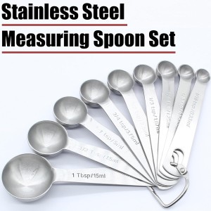 Luomorgo 9 Pc Measuring Spoons Set, Stainless Steel, 1/16 to 1 tbsp
