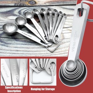 Luomorgo 9 Pc Measuring Spoons Set, Stainless Steel, 1/16 to 1 tbsp
