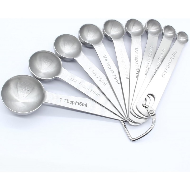 Luomorgo 9 Pc Measuring Spoons Set, Stainless Steel, 1/16 to 1 tbsp