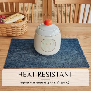 Softalker Faux Linen Placemats Set of 4-12 x 18 Inch, Heat Resistant Double Layered Durable Burlap Farmhouse Place Mats, Non-Slip Washable Rustic Table Mats for Dining, Kitchen, Party（Navy Blue