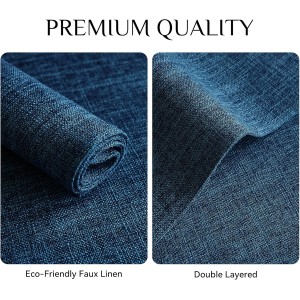 Softalker Faux Linen Placemats Set of 4-12 x 18 Inch, Heat Resistant Double Layered Durable Burlap Farmhouse Place Mats, Non-Slip Washable Rustic Table Mats for Dining, Kitchen, Party（Navy Blue