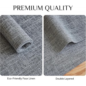 Softalker Faux Linen Placemats Set of 6-12 x 18 Inch, Heat Resistant Double Layered Durable Burlap Farmhouse Place Mats, Non-Slip Washable Rustic Table Mats for Dining, Kitchen, Party（Light Grey
