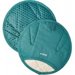 Anyday Oven Mitts with Non-Slip Silicone Grip, Set of 2 | Heat-Resistant Pot Holders with Non-Slip Liner | Universal Fit Circular Quilted and Silicone-Lined Gloves