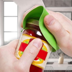4PCS Jar Opener for Seniors with Arthritis - Rubber Gripper Pads, Bottle & Can Opener, Kitchen Gadgets (Light Blue + Green)