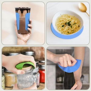 4PCS Jar Opener for Seniors with Arthritis - Rubber Gripper Pads, Bottle & Can Opener, Kitchen Gadgets (Light Blue + Green)