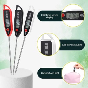 6 Set Waterproof Food Thermometer for Water, Liquid, Candle and Cooking Digital Meat Thermometer with Long Probe Instant Read for Kitchen BBQ Grill Candy (Black,White,Red)