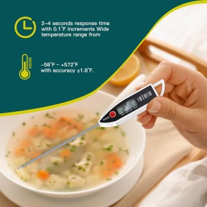 6 Set Waterproof Food Thermometer for Water, Liquid, Candle and Cooking Digital Meat Thermometer with Long Probe Instant Read for Kitchen BBQ Grill Candy (Black,White,Red)