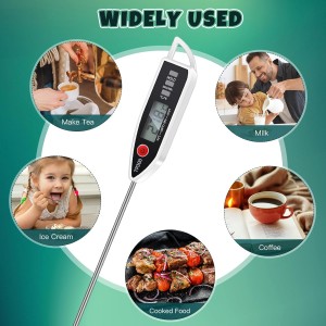 6 Set Waterproof Food Thermometer for Water, Liquid, Candle and Cooking Digital Meat Thermometer with Long Probe Instant Read for Kitchen BBQ Grill Candy (Black,White,Red)