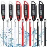 6 Set Waterproof Food Thermometer for Water, Liquid, Candle and Cooking Digital Meat Thermometer with Long Probe Instant Read for Kitchen BBQ Grill Candy (Black,White,Red)