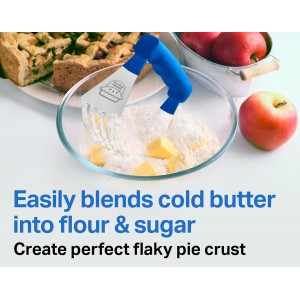 Pastry Cutter Tool - Heavy Duty Stainless Steel Pastry Blender, Comfortable Handle, Dishwasher Safe, Perfect Flaky Pie Crust & Biscuits - Blue
