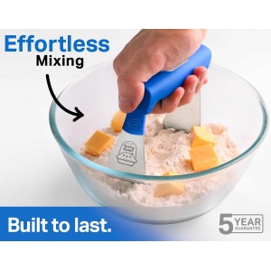 Pastry Cutter Tool - Heavy Duty Stainless Steel Pastry Blender, Comfortable Handle, Dishwasher Safe, Perfect Flaky Pie Crust & Biscuits - Blue