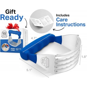 Pastry Cutter Tool - Heavy Duty Stainless Steel Pastry Blender, Comfortable Handle, Dishwasher Safe, Perfect Flaky Pie Crust & Biscuits - Blue
