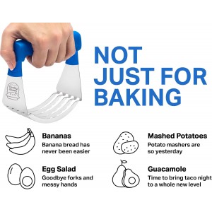 Pastry Cutter Tool - Heavy Duty Stainless Steel Pastry Blender, Comfortable Handle, Dishwasher Safe, Perfect Flaky Pie Crust & Biscuits - Blue