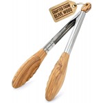 Premium Olive Wood Salad Tongs for Serving, 12 Inch Serving Tongs with 304 Stainless Steel Handle for Salad, Bread, BBQ, Pickles, Toaster & Kitchen Use