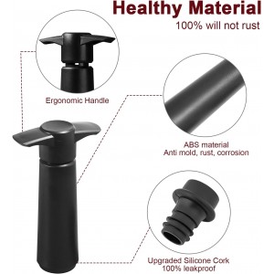 Wine Saver Pump with 4 Vacuum Wine Stoppers, Wine Bottle Stoppers with Food Grade Silicone Leak proof Keep Fresh Suitable for All Standard Wine Bottles