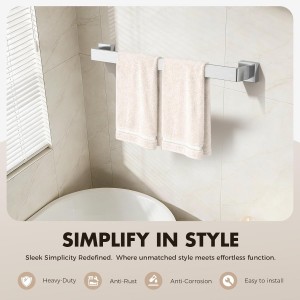 10-Pieces Brushed Nickel Bathroom Accessories Set, Stainless Steel Bathroom Hardware Set, Towel Racks for Bathroom Wall Mounted 24 Inch Bath Towel Bar Set.