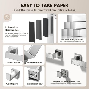 10-Pieces Brushed Nickel Bathroom Accessories Set, Stainless Steel Bathroom Hardware Set, Towel Racks for Bathroom Wall Mounted 24 Inch Bath Towel Bar Set.