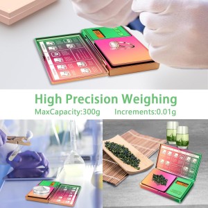 Digital Pocket Scale 300g/0.01g(10.58 oz x 0.001 oz),Rainbow Mini Scale for Food Ounces and Grams,Iridescent Plating Small Jewelry Gram Scale, Tare for Jewelry, Medicine, Coffee,Herbs,Coins