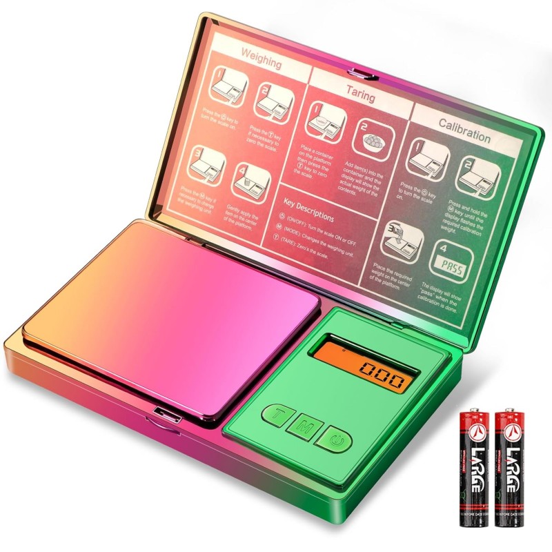 Digital Pocket Scale 300g/0.01g(10.58 oz x 0.001 oz),Rainbow Mini Scale for Food Ounces and Grams,Iridescent Plating Small Jewelry Gram Scale, Tare for Jewelry, Medicine, Coffee,Herbs,Coins