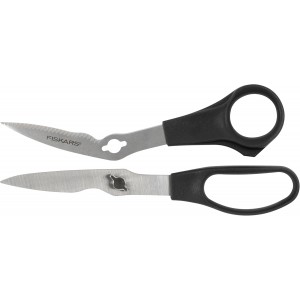 Fiskars Everyday Take-Apart Shears, Multipurpose Scissors, Hardened Stainless Steel Blades & Serrated Edge with Power Notch, 7”, Gray