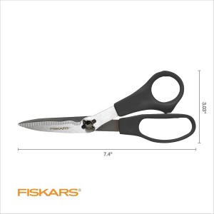 Fiskars Everyday Take-Apart Shears, Multipurpose Scissors, Hardened Stainless Steel Blades & Serrated Edge with Power Notch, 7”, Gray