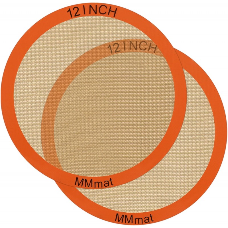 Silicone Baking Mats Set of 2 Round Non-Stick Reusable Air Fryer Linner - Best German Silicone - 12 inch