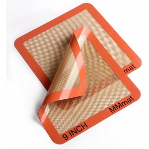 Silicone Baking Mats Set of 2 Square Non-Stick Reusable Air Fryer Linner - Best German Silicone - 9 inch