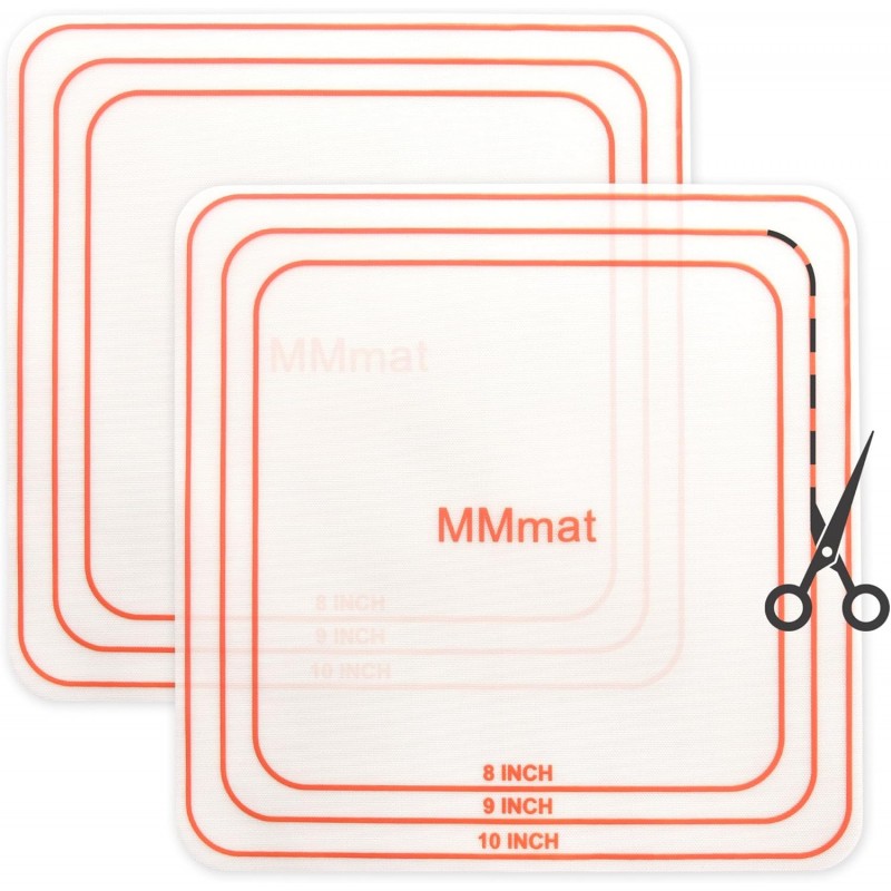 Silicone Baking Mat, Set of 2 Square Non-Stick Cuttable Baking Mats 8/9/10 inches - Best German Silicone