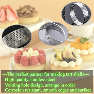 12Pack Tart Rings 3.15 Inch Perforated Tart Ring Stainless Steel, Round Mousse Cake Ring Metal Pastry Mold for Baking Cooking Pastries, small fruit tartet crust 8cm